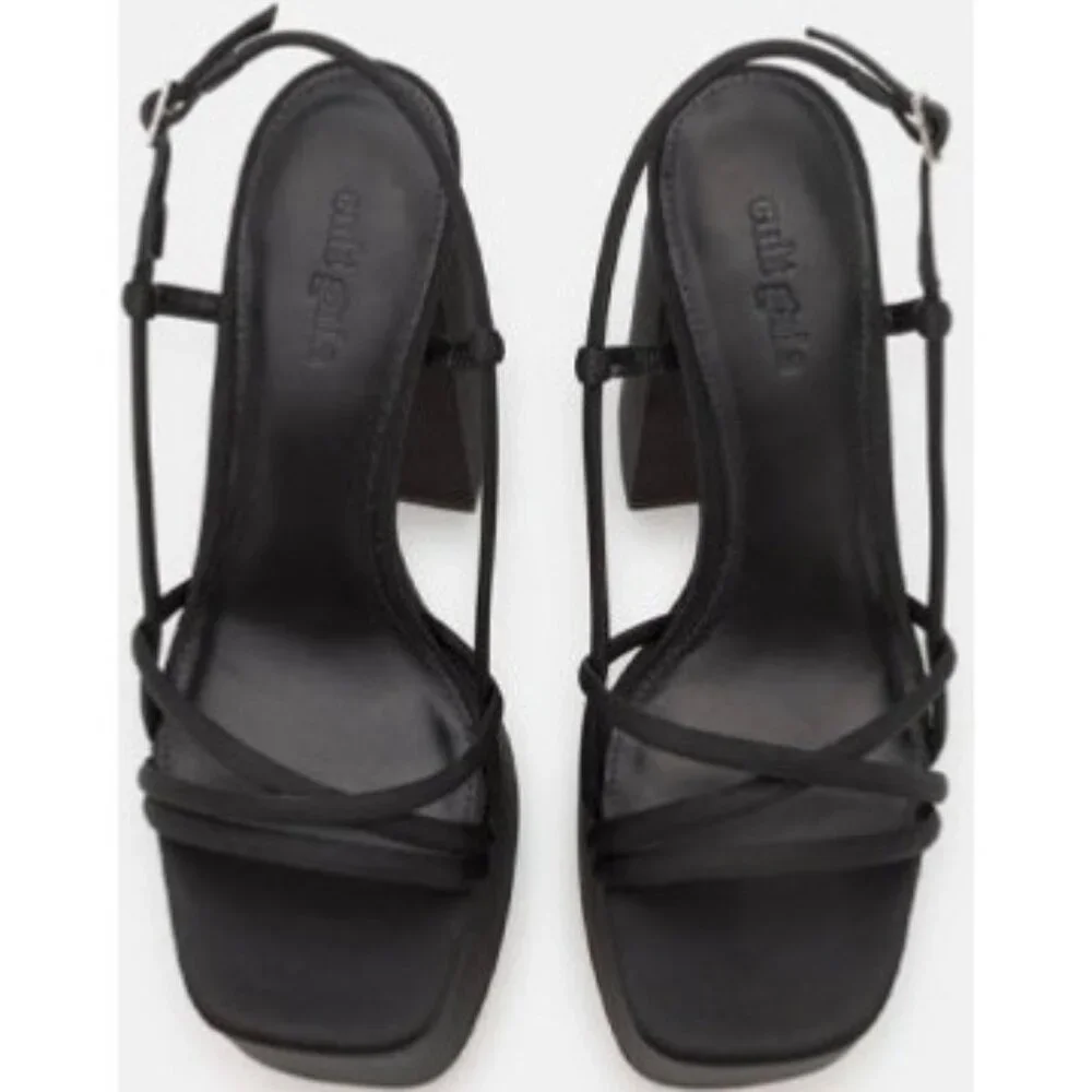 Cult Gaia Moriah Platform High Block Heel Sandal Black Size 7 New In Box - Picture 12 of 16